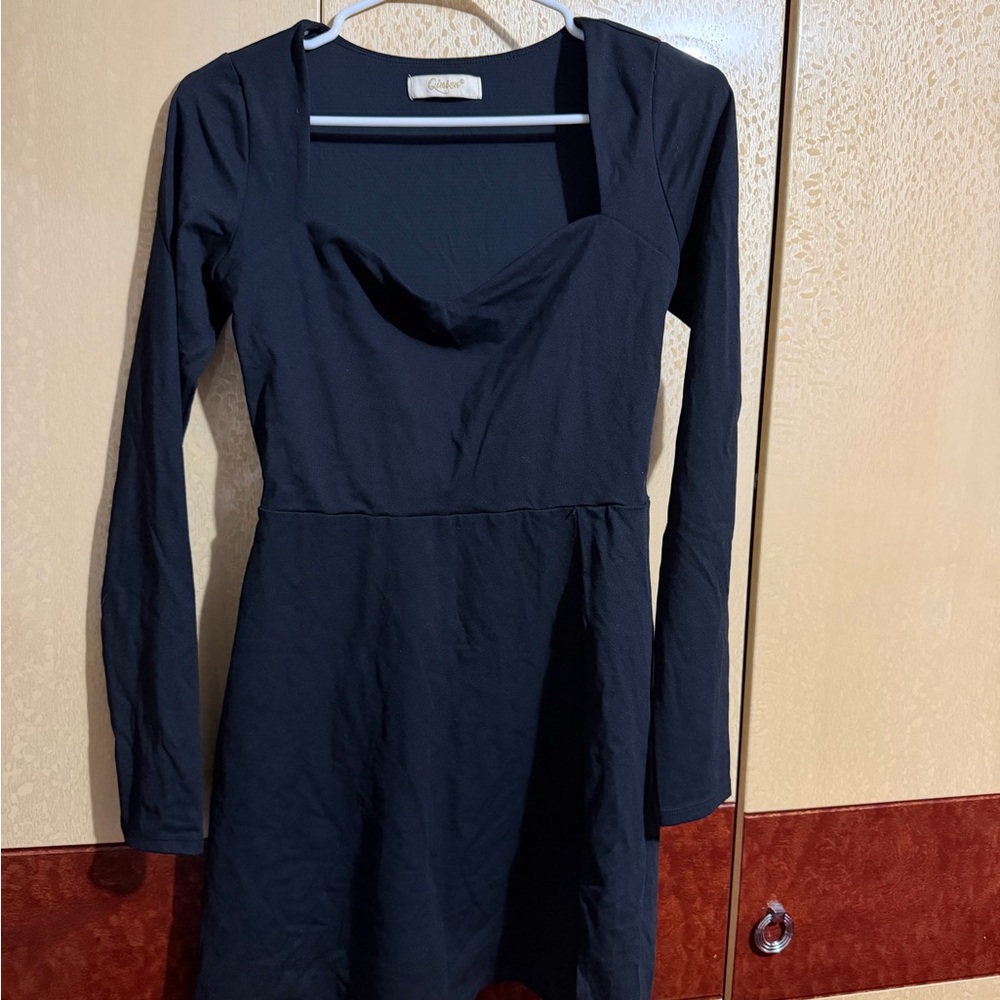 Black Long Sleeve Mini Dress